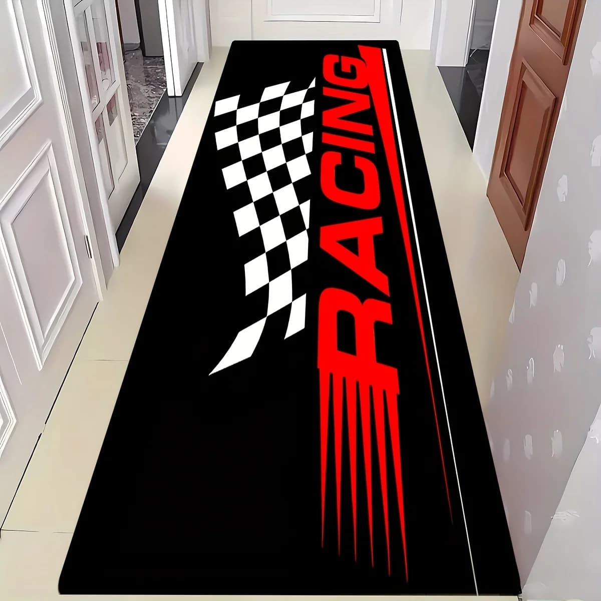 Tapis sur le thème de la course VIKAMA pour salles de jeux, gymnases, couloirs et décoration industr