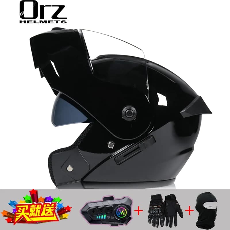 Casque de moto Bluetooth casque à rabat de haute qualité casque de moto intégral Abs casque de cours