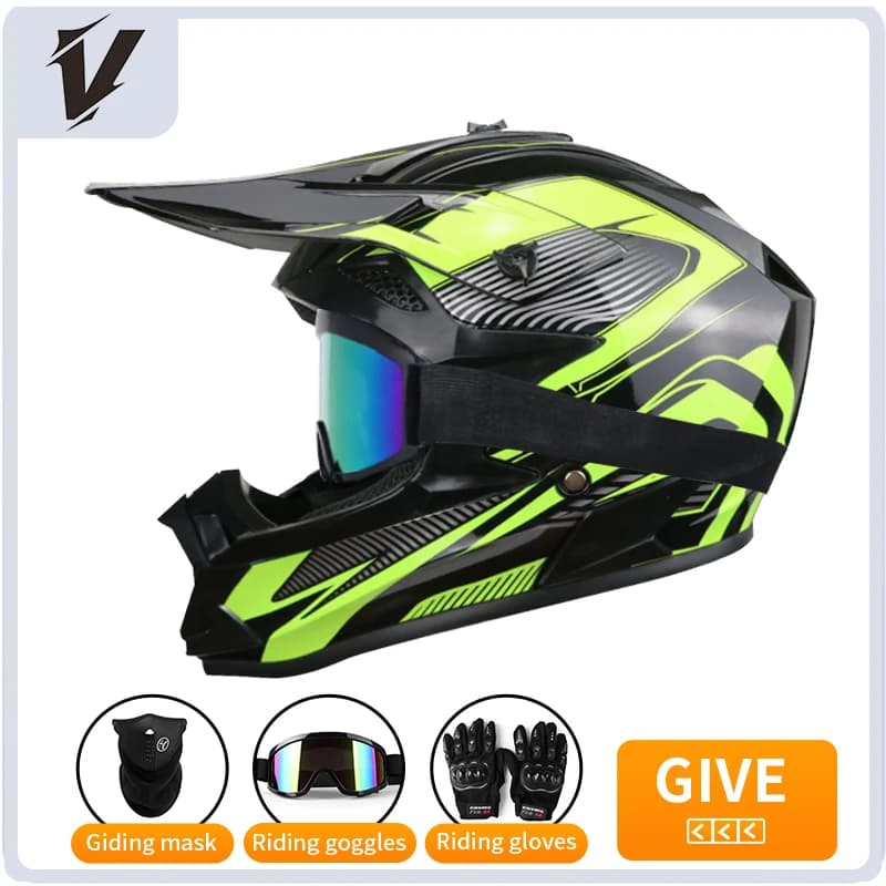 Casque de moto pour enfants, 3 pièces, cadeau, vélo tout-terrain, descente AM DH, casque croisé, séc