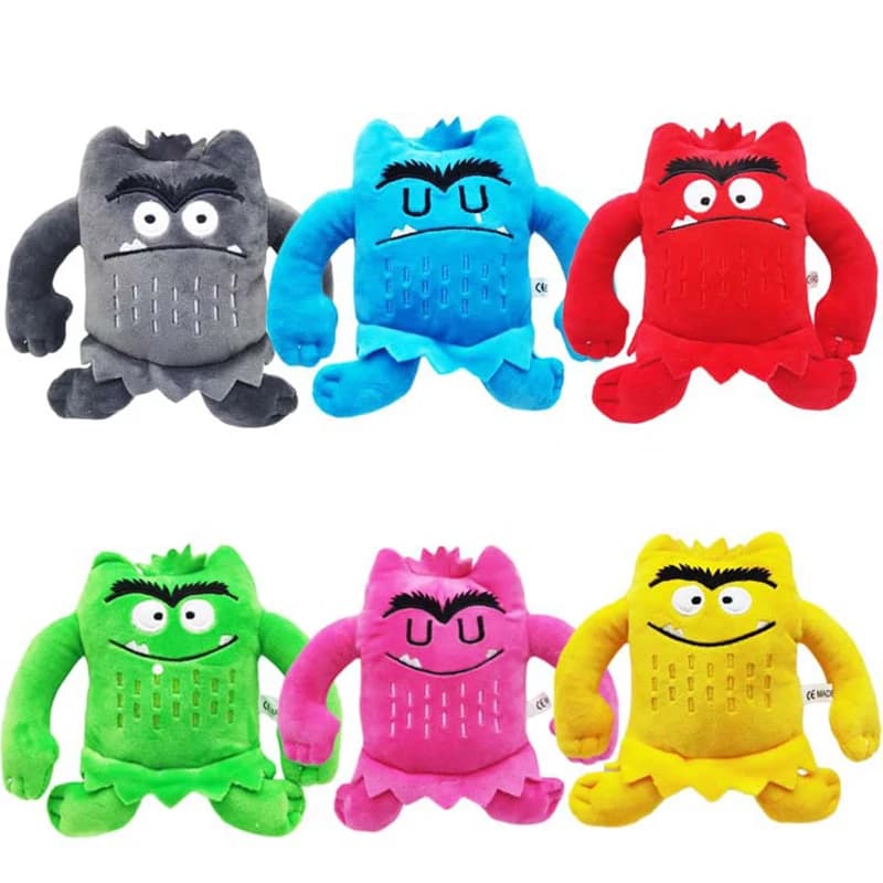 6PCS Jouets en peluche Kawaii Emotion Monster - 6 couleurs, animaux en peluche doux, jouets sensorie