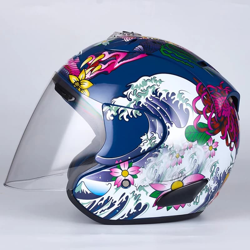 Demi-casque Dragon japonais approuvé ECE, Casque de moto à visage ouvert, Casque Casco pour femmes e