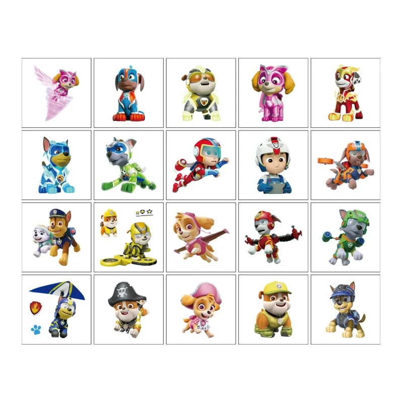 Autocollants de tatouage Paw Patrol imperméables, autocollant Ryder mignon, dessin animé drôle, noël