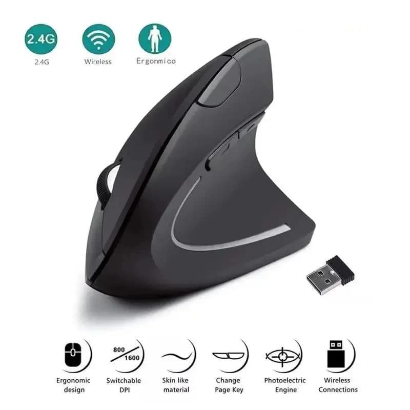 Souris verticale ergonomique, USB, 2.4GHz, sans fil, double mode, Bluetooth, 1600 DPI, silencieuse,