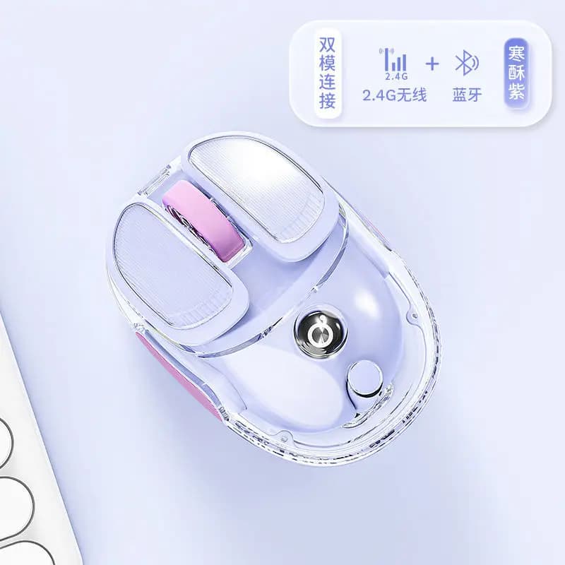 Mini souris sans fil transparente portable, souris ergonomique à double mode avec 5 boutons silencie