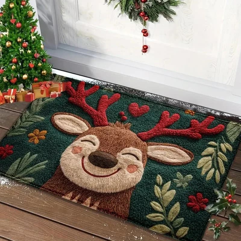 VIAMA – tapis de porte de renne de noël, antidérapant, pour entrée, confortable, pour salle de bain,