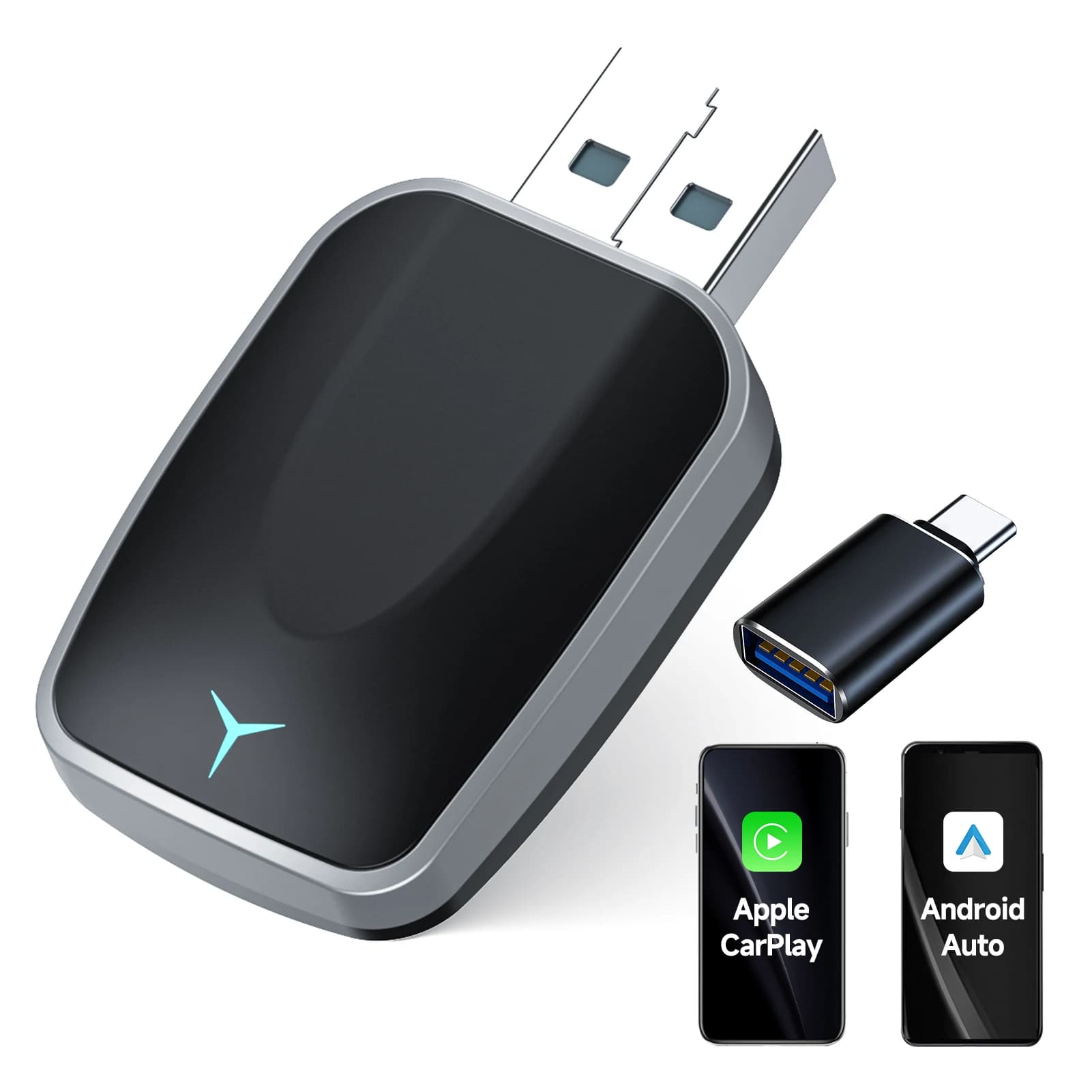Adaptateur sans fil CarPlay et Android Auto, Dongle Plug & Play pour iOS 10+ / Android 11+ prise en