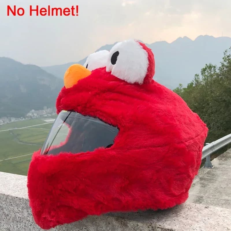 Casque de moto en peluche de dessins animés, housse de protection, couvre-visage complet, extérieur,