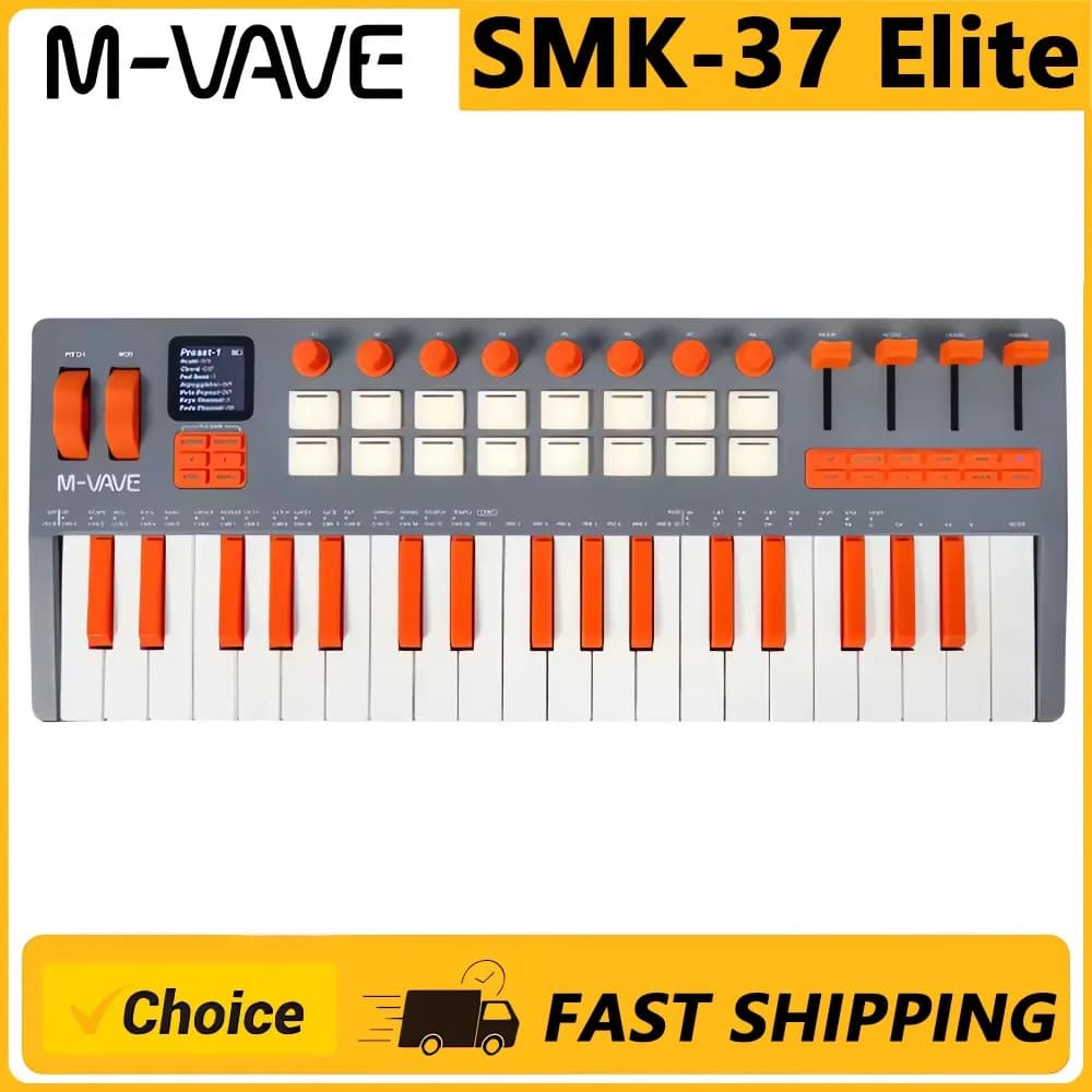 Clavier MIDI Elite SMK-37 avec touches lestées, sons de synthétiseur intégrés, performances en direc
