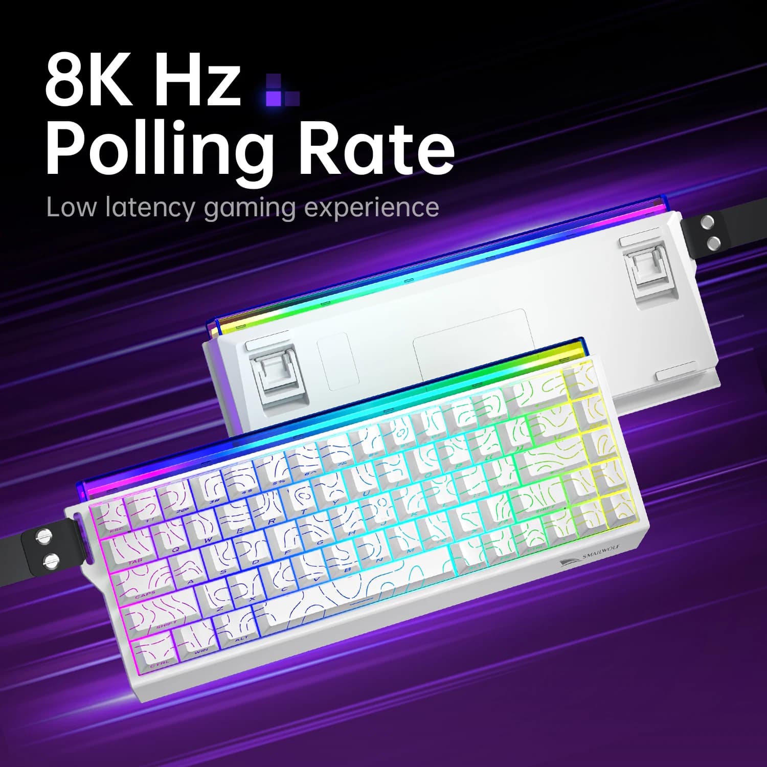 Clavier mécanique à interrupteurs magnétiques SMAILWOLF SK11 68HE, disposition 68 %, Gaming & Esports, Rapid Trigger, 0,01 mm, 8K, Filaire