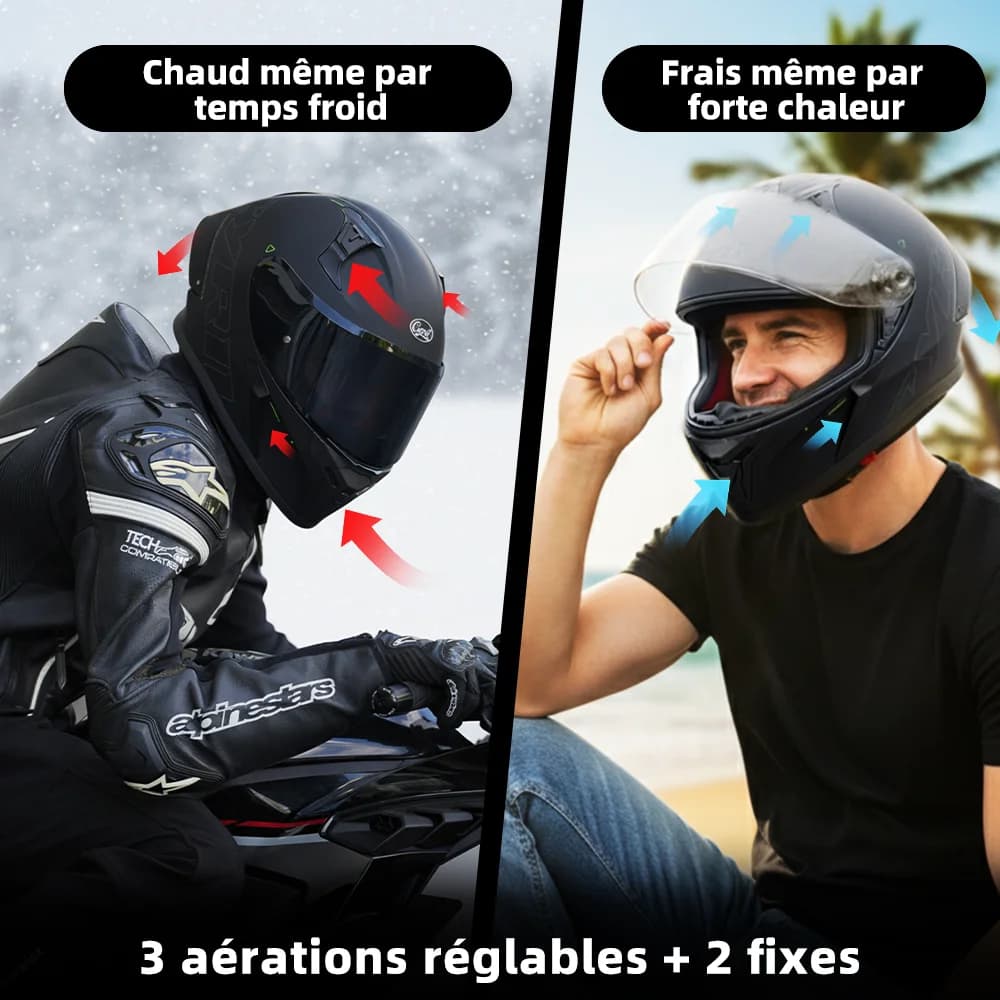 Casque intégral CYRIL certifié ECE 22.06 et homologué DOT pour hommes et femmes