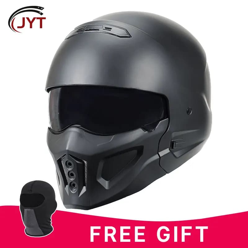 Casque de moto tactique DOT intégral noir mat Street Fighter avec masque amovible pour hommes, casque modulaire Casco Moto JYT