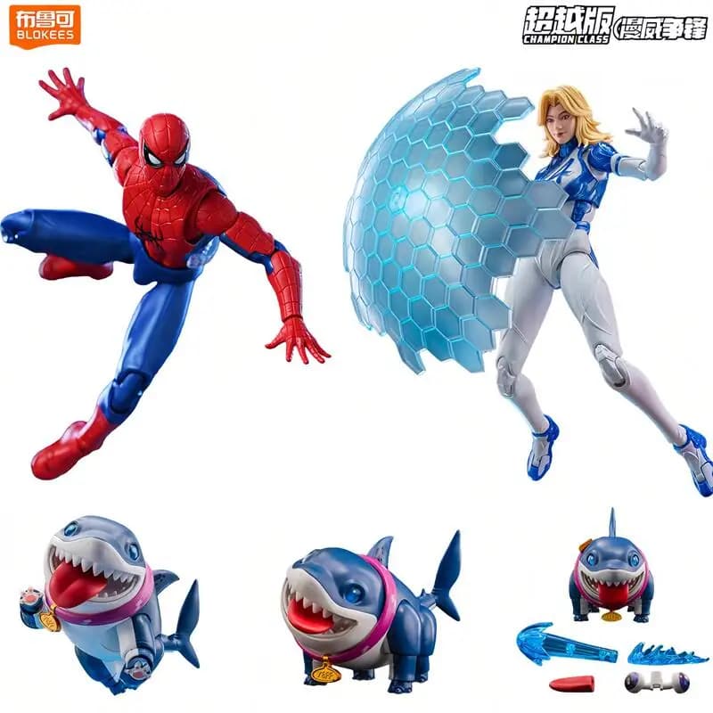 BLOKEES Marvel Spider-Man (Brand New Day) Sue Storm Jeff the Land Shark Figurine articulée à haute mobilité Jouets de collection