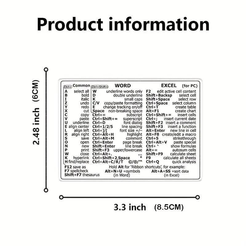 Autocollant de raccourci de clavier de référence pour ordinateur portable, autocollant décoratif pratique pour ordinateur à 1 nombre
