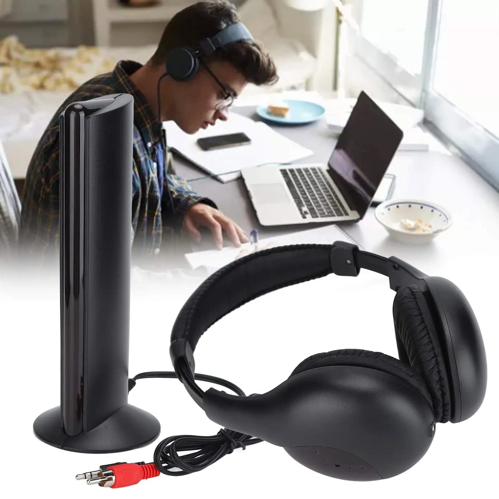 Casque sans fil 5 en 1, HiFi, Deep Bass, Radio FM, Casque supra-auriculaire avec surveillance pour PC, Appareil audio TV, Casque audio