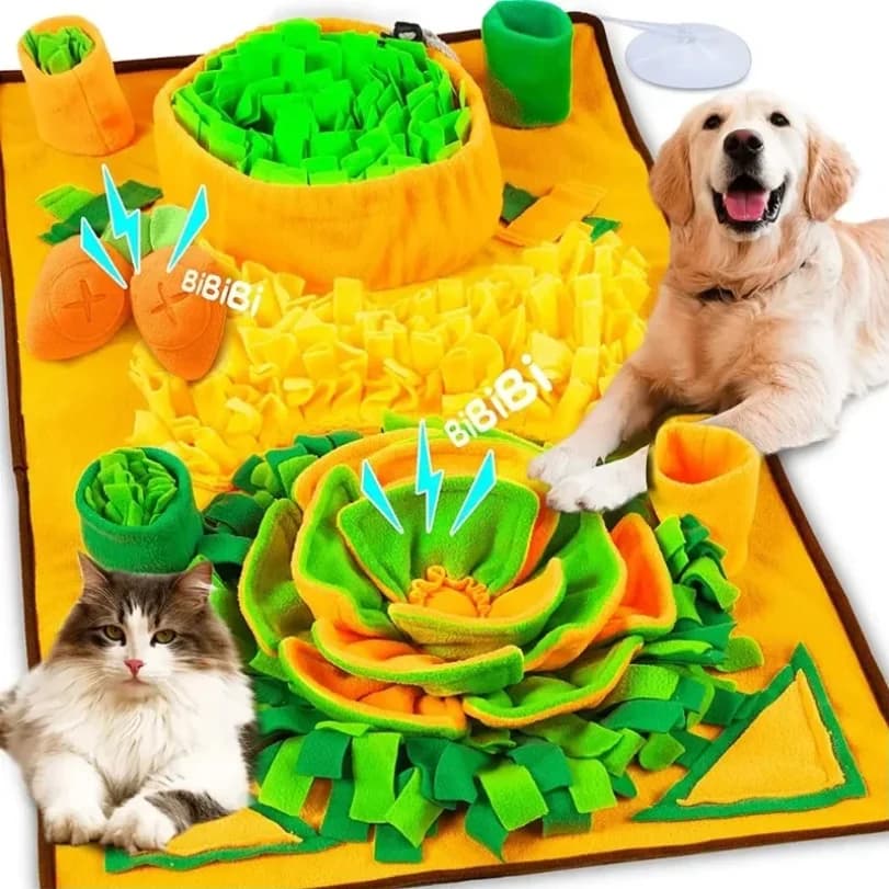 Grand tapis de reniflement pour chiens, pour l'entraînement interactif et le soulagement du stress, tapis d'alimentation lente, tapis à friandises pour chiens, jouets pour chiens