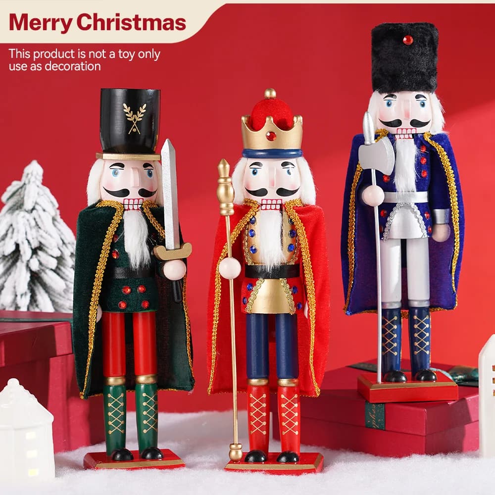 Marionnette de soldat Casse-Noisette en bois, jouet au beurre Everak King, cadeau de Noël et du Nouvel An, décoration de la maison, 38cm