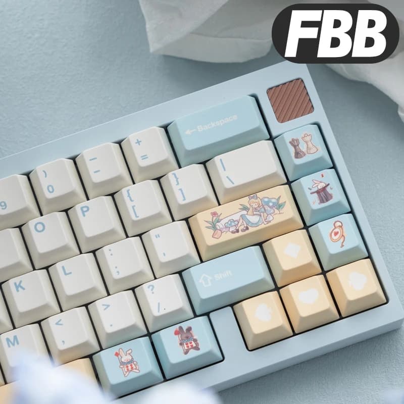 Capuchons de touches de clavier mécaniques personnalisés, Alice au pays des merveilles, par Sublimation PBT, mignons, 1.7mm d'épaisseur, cadeau pour femmes Grils