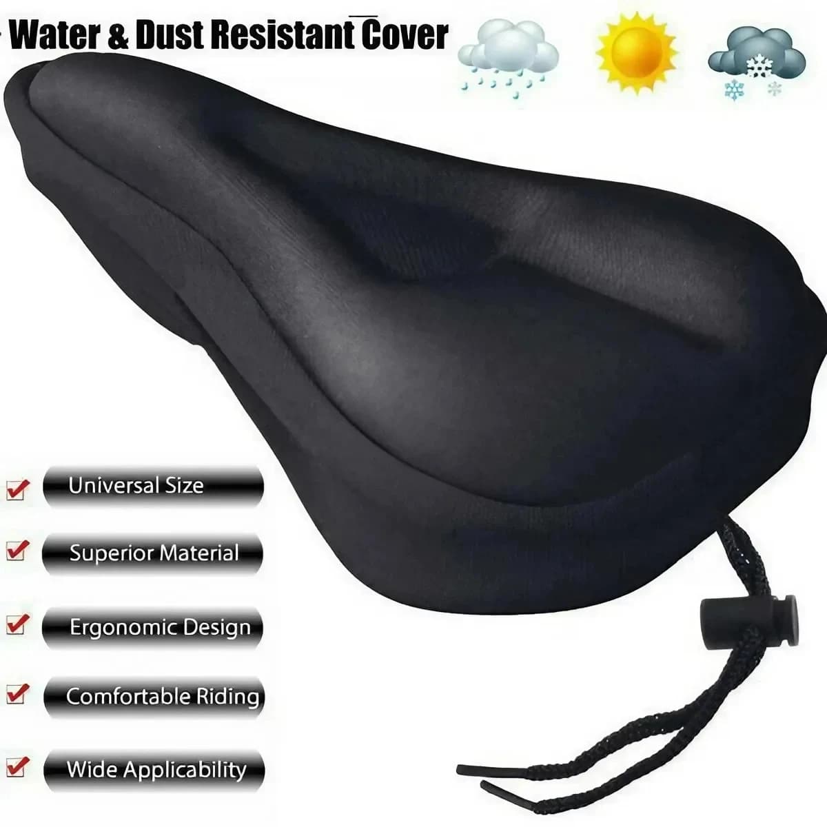 Housse de selle de vélo 1 pièce, rembourrage 3D, coussin en gel large, pour vélos de montagne, vélos de route, siège confortable et doux, mise à niveau