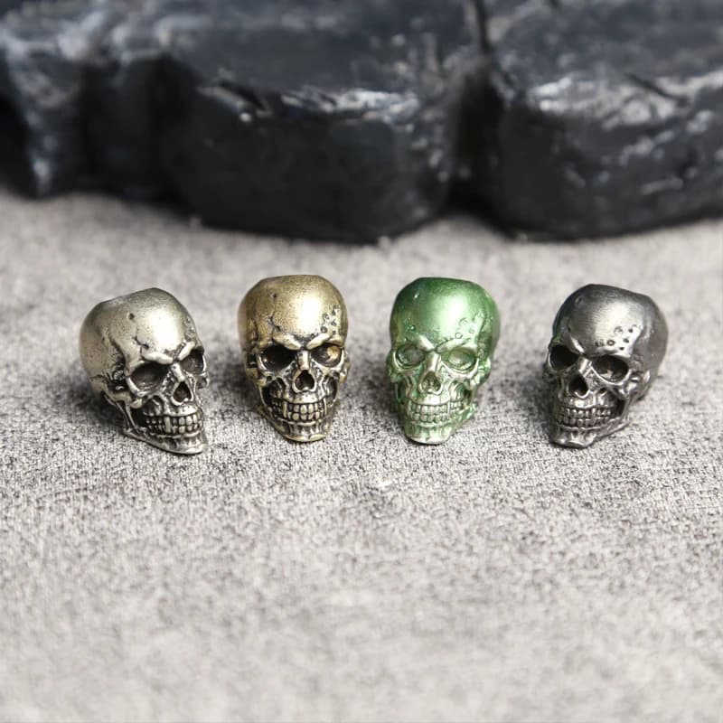 Tête de crâne couteau en laiton perle Punk EDC extérieur bricolage paracorde tissé lanière pendentifs rétro parapluie corde Bracelets EDC accessoires