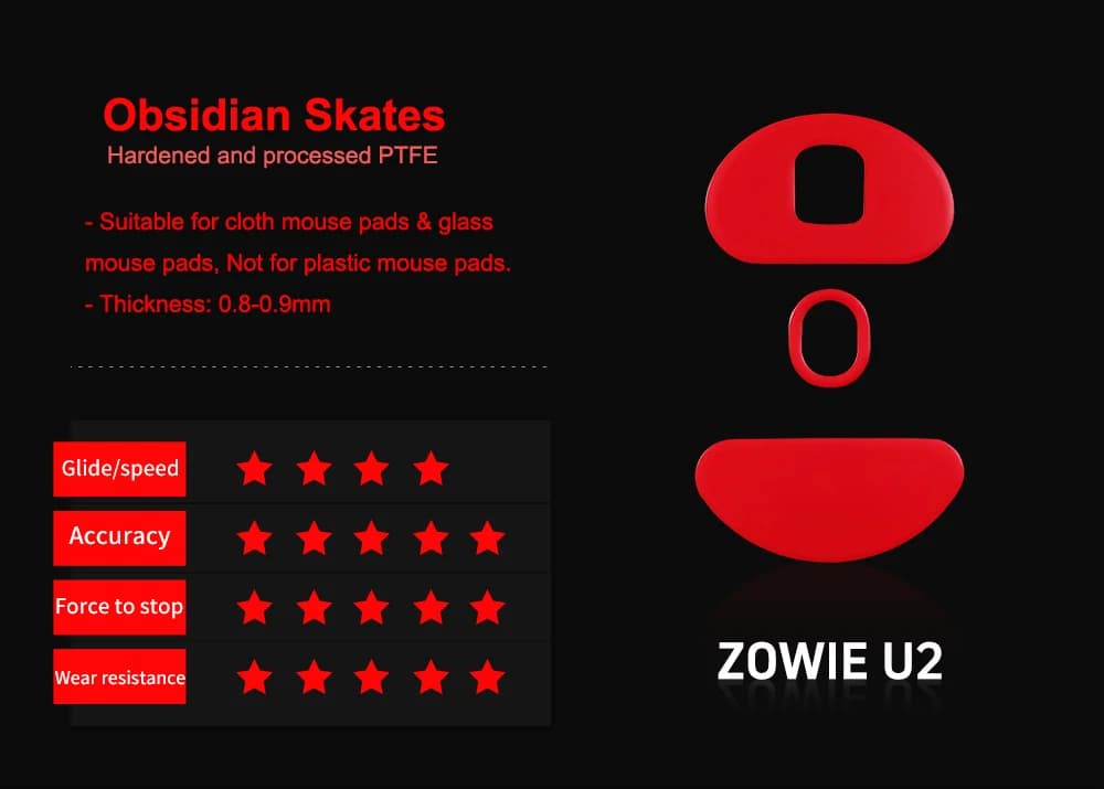 Patins X-Raypad Obsidian Control pour souris sans fil ZOWIE U2 – BenQ
