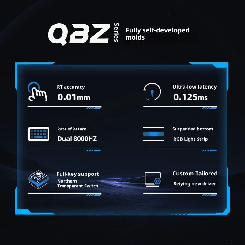 IPI QBZ65 clavier de jeu commutateur magnétique 8000Hz taux d'orientation 0.15ms Ultra faible latence RT0.01 boîtier en aluminium CNC double noyau 8K