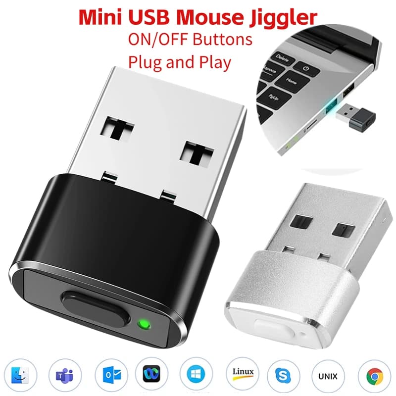 Mini souris Jiggler USB avec boutons marche/arrêt