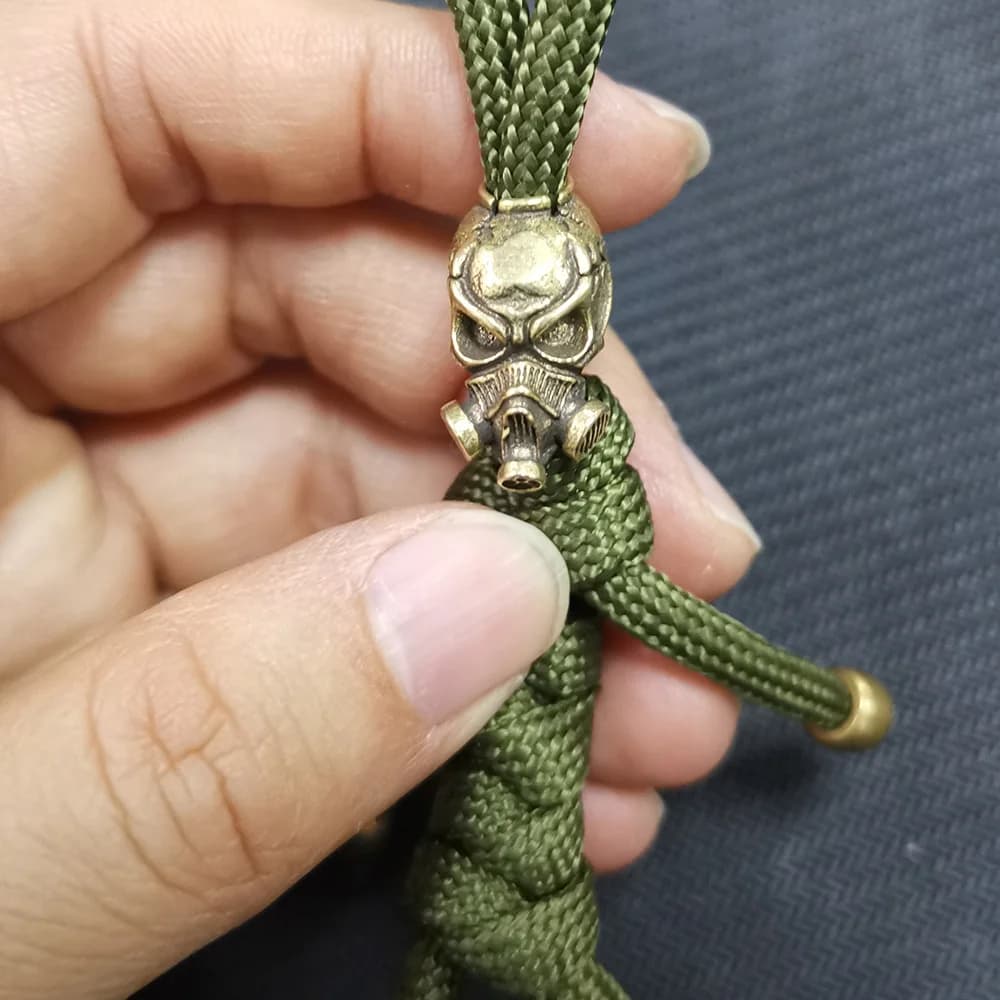 Tête de crâne biochimique, couteau en laiton, perles, masque à gaz Punk Vintage, squelette visage EDC, outil d'extérieur, bricolage, accessoires de survie paracorde