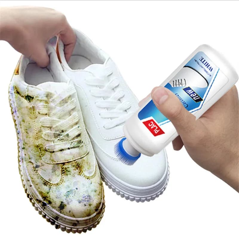Nettoyant pour chaussures blanches, bord jaune, élimination des taches de saleté, blanchit, vernis rafraîchissant, mousse pour chaussures blanches, nettoyage, lavage libre, blanchisseur de chaussures