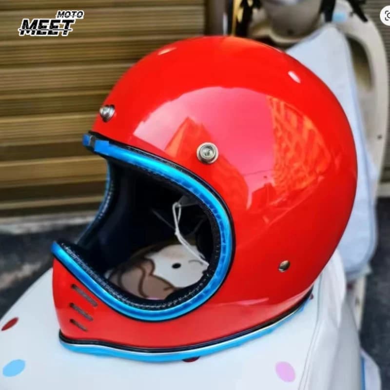 Petit casque à nez pointu, jante argentée chromée, casque de moto rétro en fibre de verre, casque intégral quatre saisons pour Honda casco moto