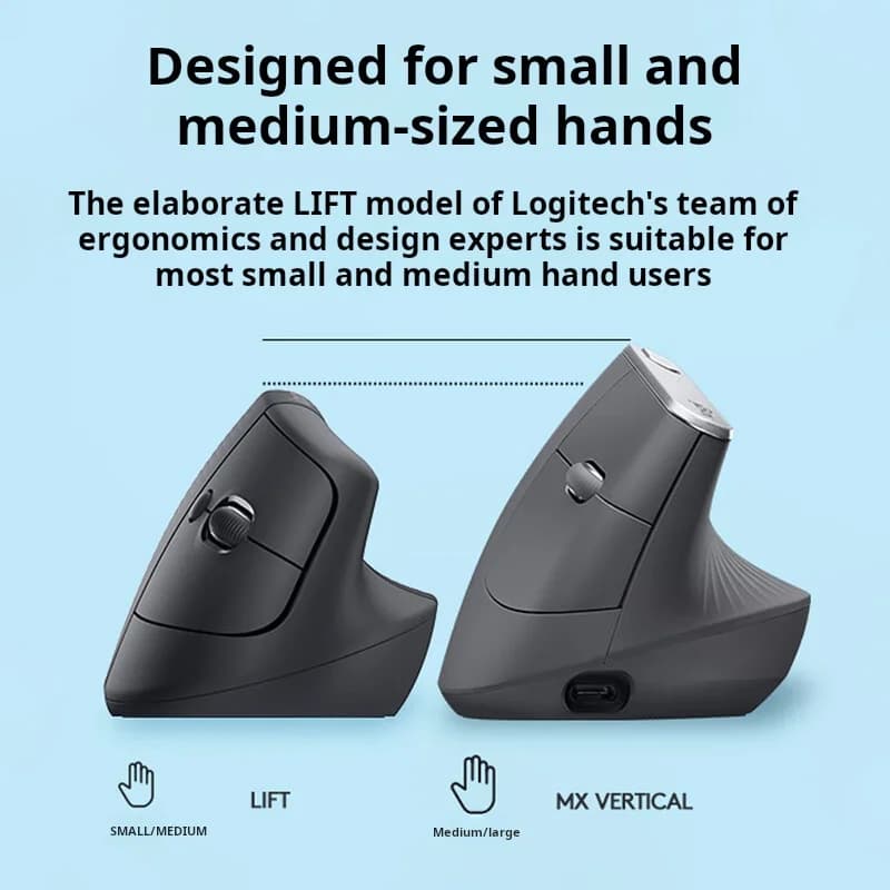 Logitech-Souris ergonomique sans fil Bluetooth Lift