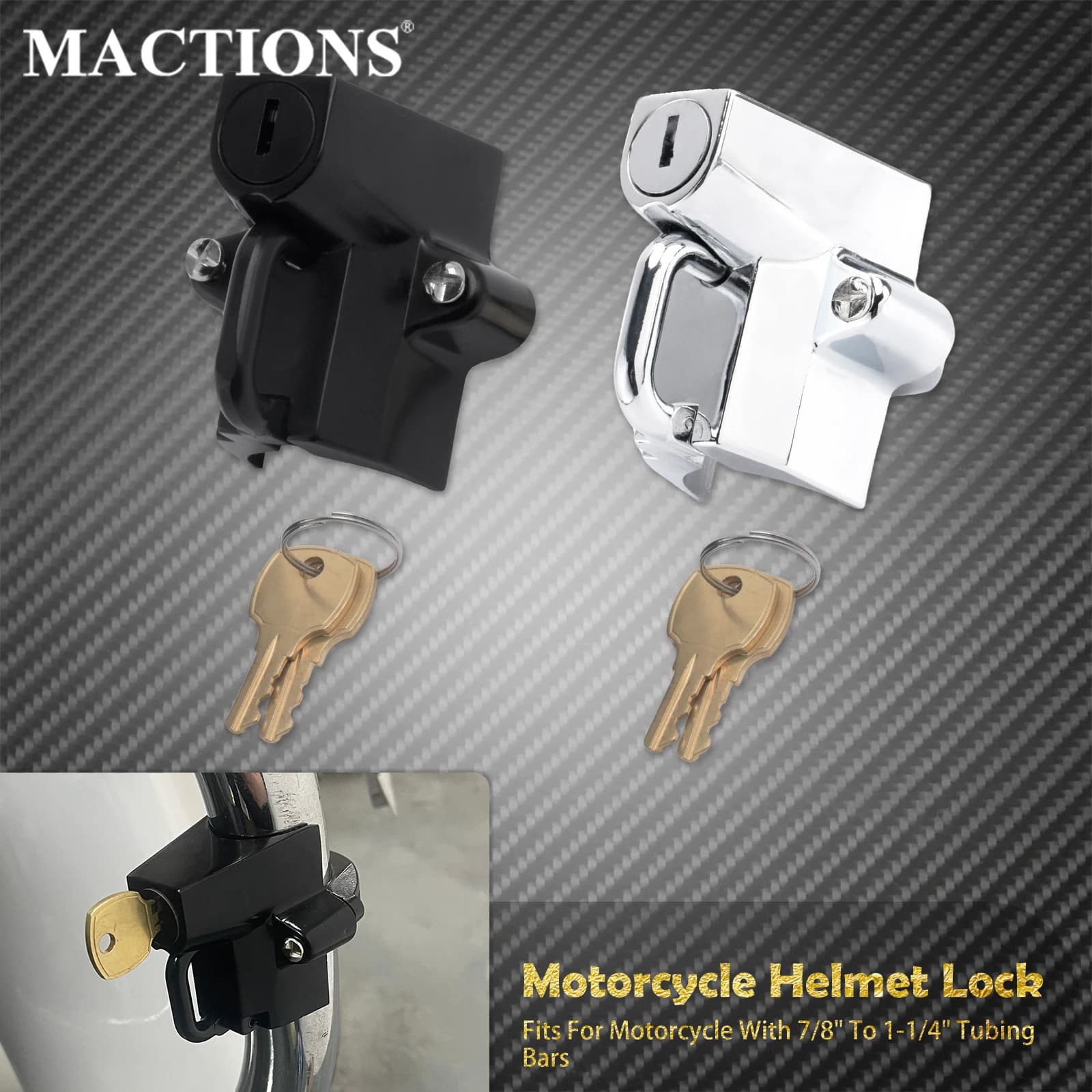 Serrure antivol pour casque de moto, crochet de suspension avec 2 clés pour Harley 7/8 "à 1-1/4" 25-32mm Dyna