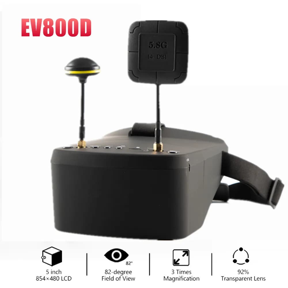 Lunettes FPV EV800D 5.8G 40CH Diversity 5 pouces 800*480 avec DVR HD pour drone modèle RC