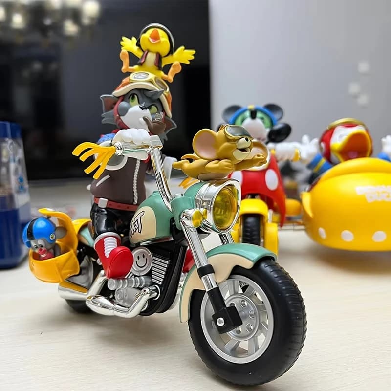 En stock 52TOYS Tom & Jerry 1/12 Série animée classique Moto rétro exquise Chat et Souris 18CM Modèle de bureau Cadeaux