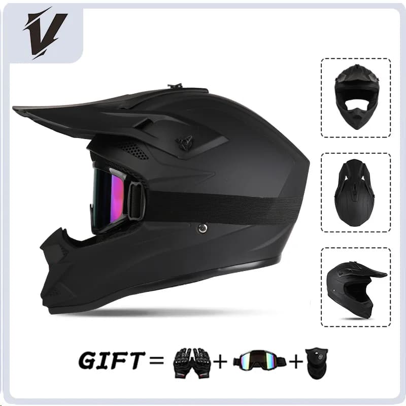 Casque de moto - Casque tout-terrain pour motocross, course en descente AM DH, casque universel pour enfants et adultes avec 3 accessoires en cadeau